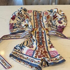 Farm Rio Romantic Puff-Sleeve Romper